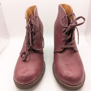 Latigo Purple Leather Lace Up Booties